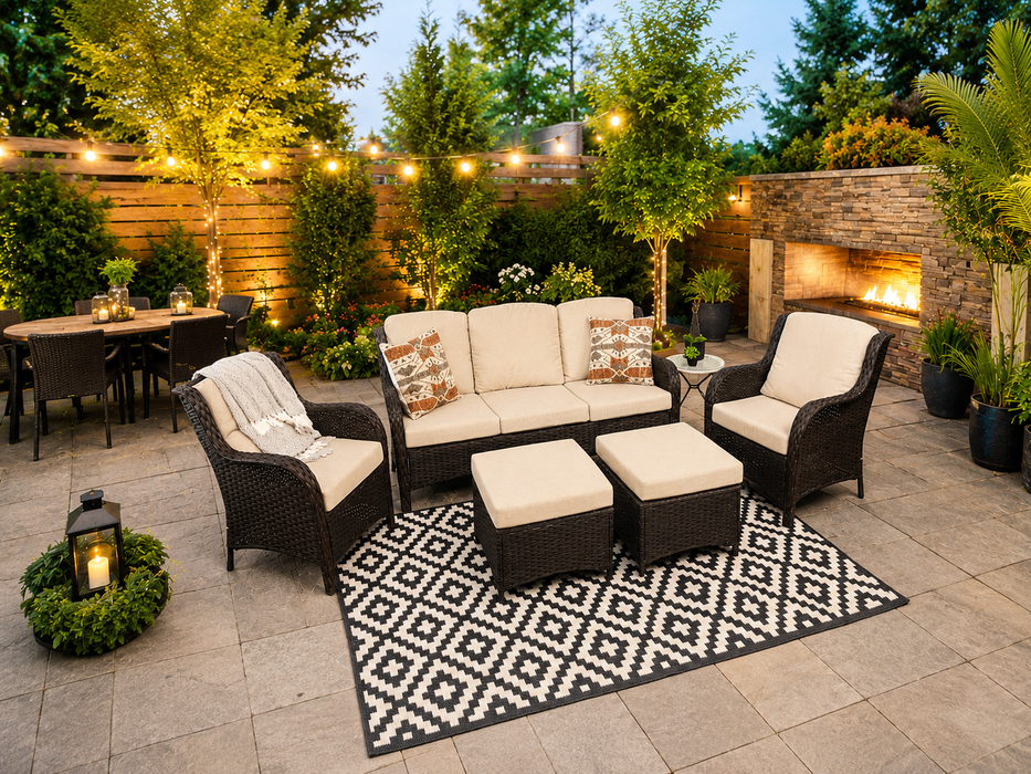 Sue 5-Piece Couch, Chair and Ottoman Set