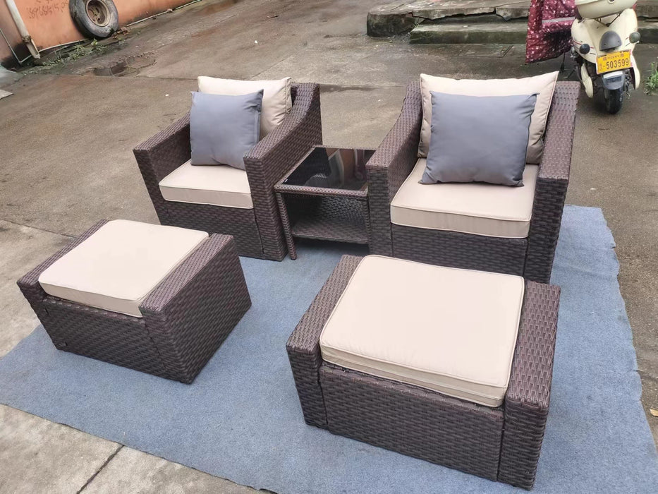 5 Piece Chair and Ottoman Set