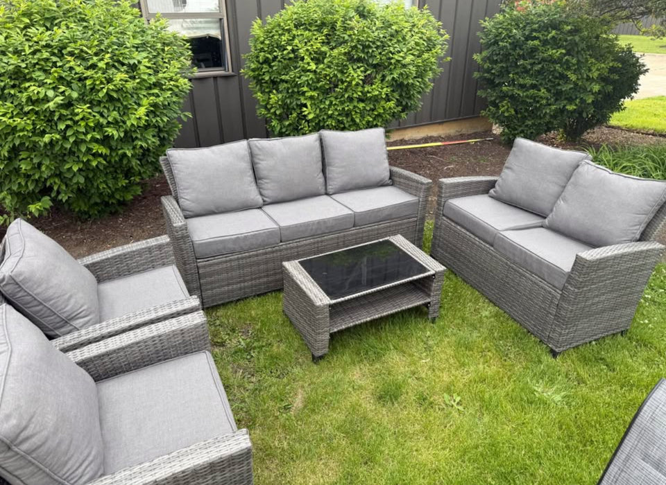 New Lily Linen Cushions Wicker Patio Furniture Set