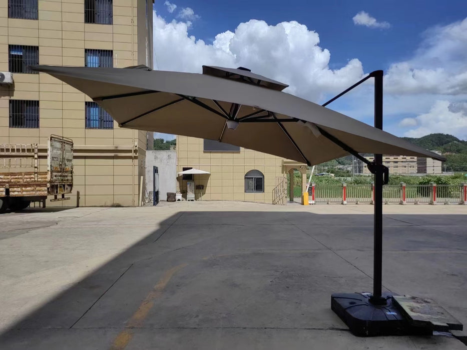Heavy duty Hanging Cantilever Patio Umbrella w/ Weighted Base