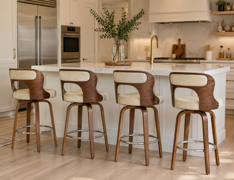 Set of 4 Haven & Vale Bar Height Wooden Swivel Bar Stools