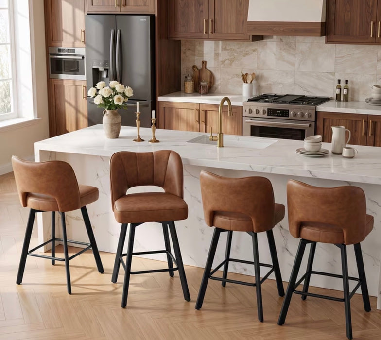 Leather Counter Height Swivel Bar Stools