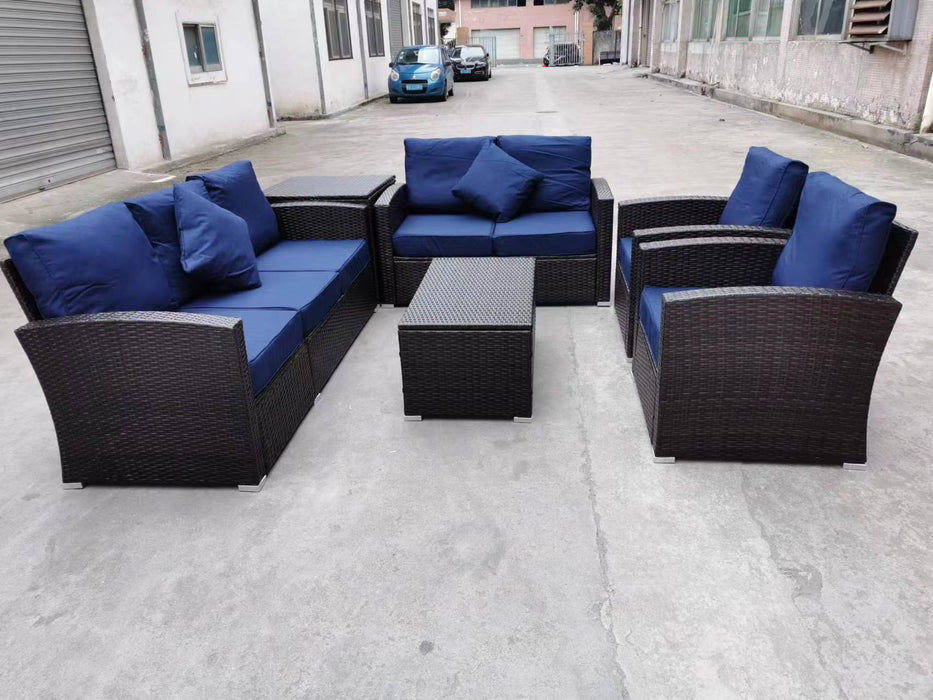 Tish 6 Piece Patio Couch and Chair Set with Corner Deck Box