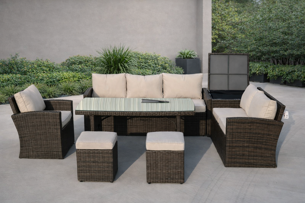 Direct Wicker Ken L Shape Dining Sectional Set