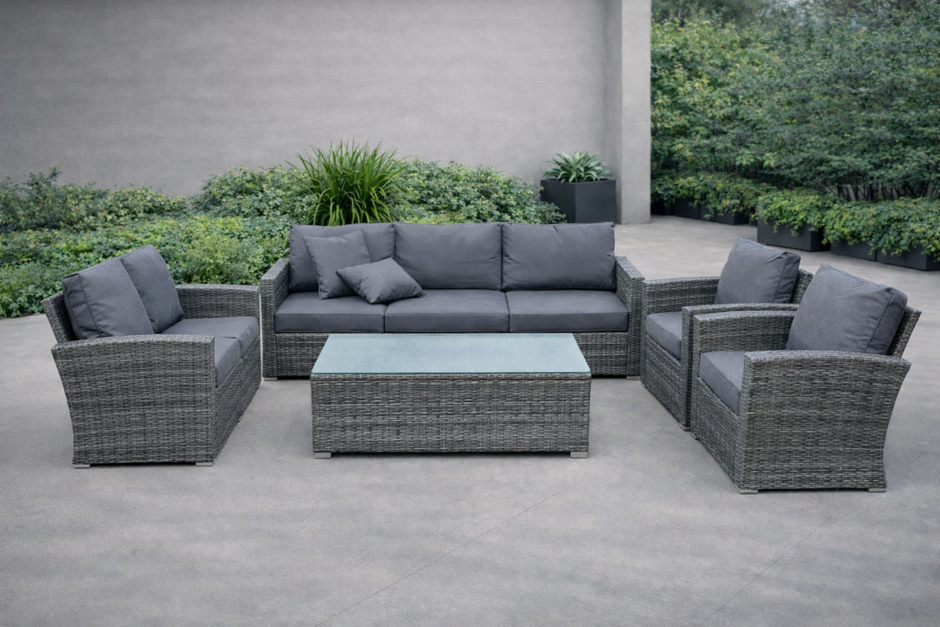 Tish 6-Piece Patio Couch and Chair Set with Corner Deck Box