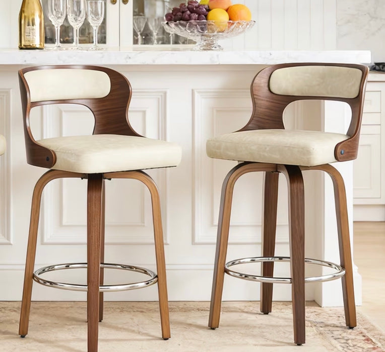 Set of 4 Haven & Vale Bar Height Wooden Swivel Bar Stools