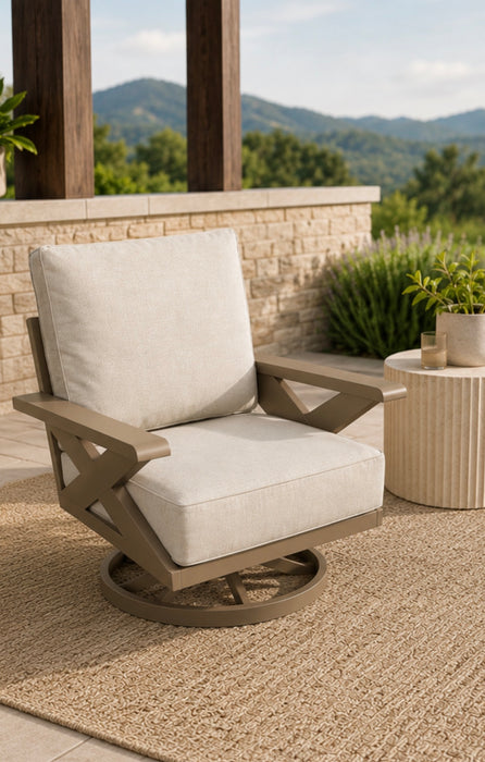 Gracie/Eva Aluminum Outdoor Swivel Rocking Chairs w/ Cushion
