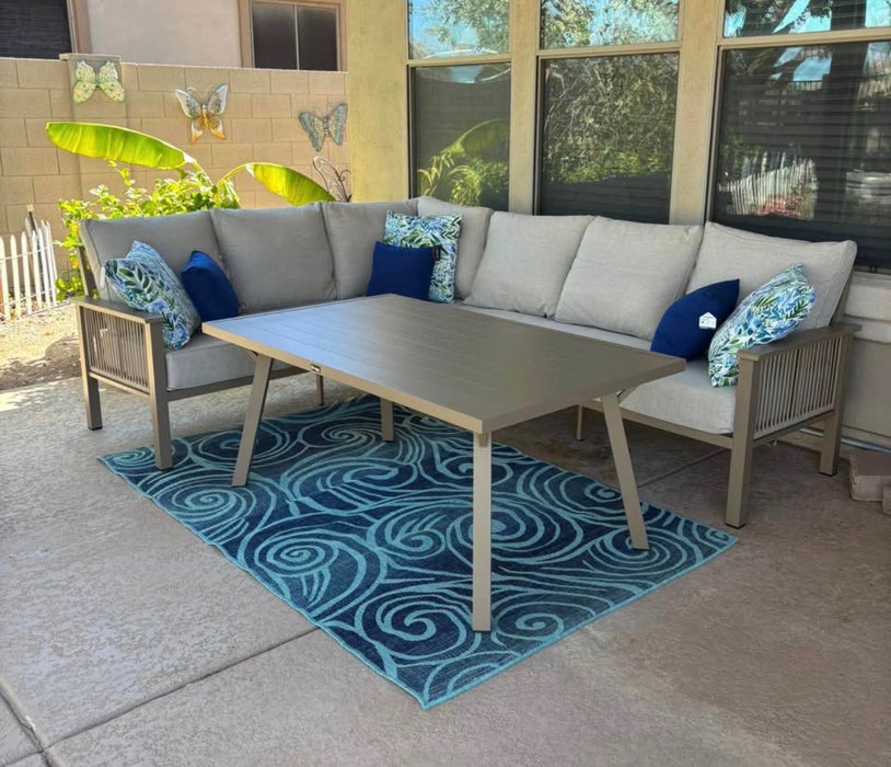 Eva L-Shape Sectional with Aluminum Table Outdoor Patio Furniture