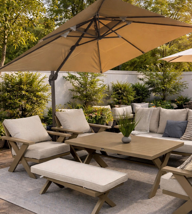 11 Foot Square Heavy duty Hanging Cantilever Patio Umbrella w/Weighted Base