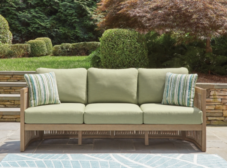 Green Shores Eucalyptus Wood Patio Furniture Collection Couch Chairs and Coffee Table