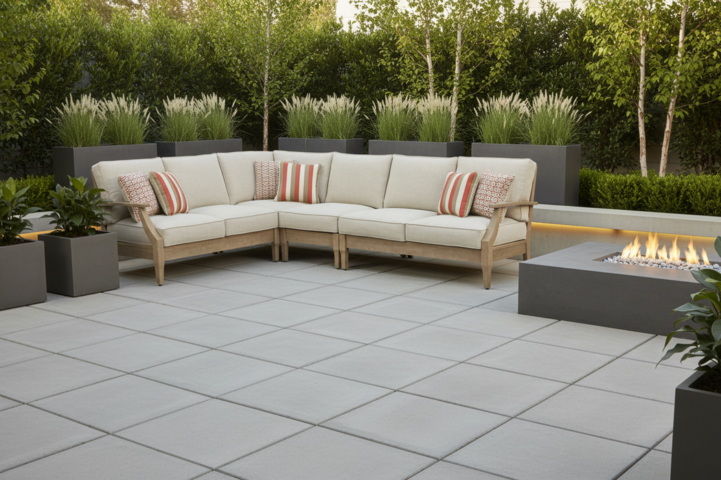 Eucalyptus Wood 4 Piece L-Shape Sectional Sofa with Cushion