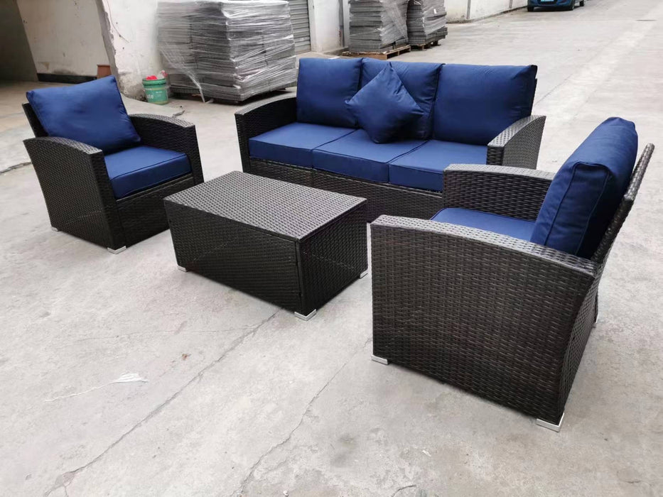 Amare 4 Piece Wicker Patio Furniture Couch and 2 Chair Set