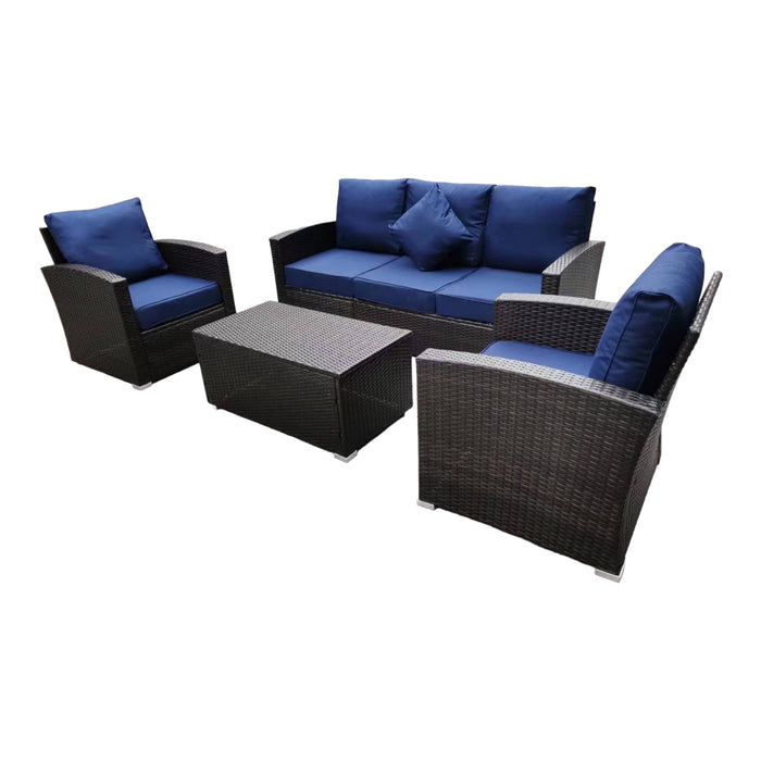 Amare 4 Piece Wicker Patio Furniture Couch and 2 Chair Set