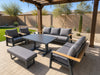 Lincoln 6-piece aluminum patio dining set under a pergola