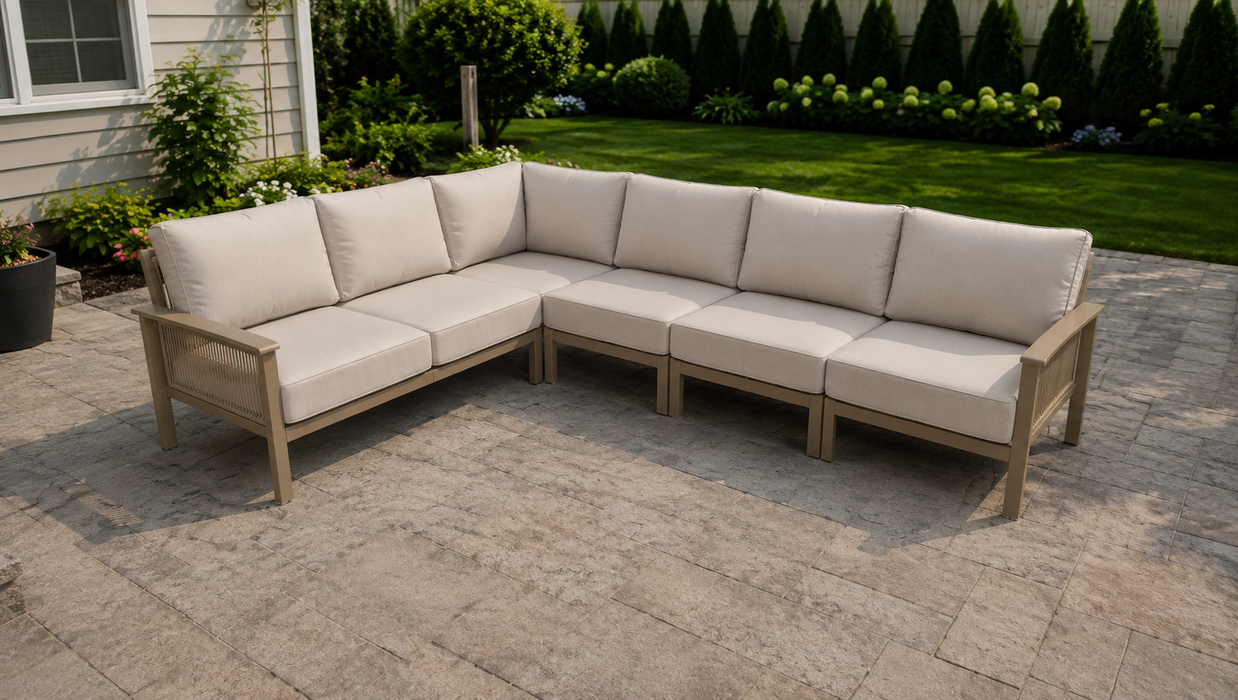 Eva L-Shape Sectional with Aluminum Table Outdoor Patio Furniture