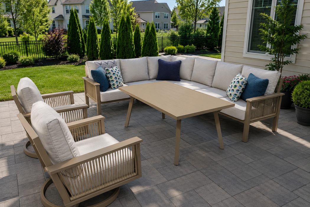 Eva L-Shape Sectional with Aluminum Table Outdoor Patio Furniture