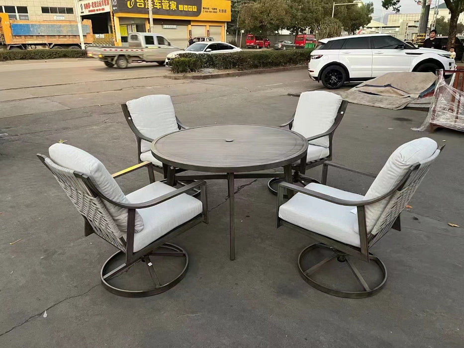 Round Ken Dining Table Swivel Chair Set 5 Piece