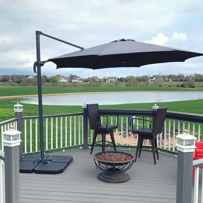 Sunny Sands 11 Foot Heavy-Duty Offset Hanging Cantilever Umbrella with Base